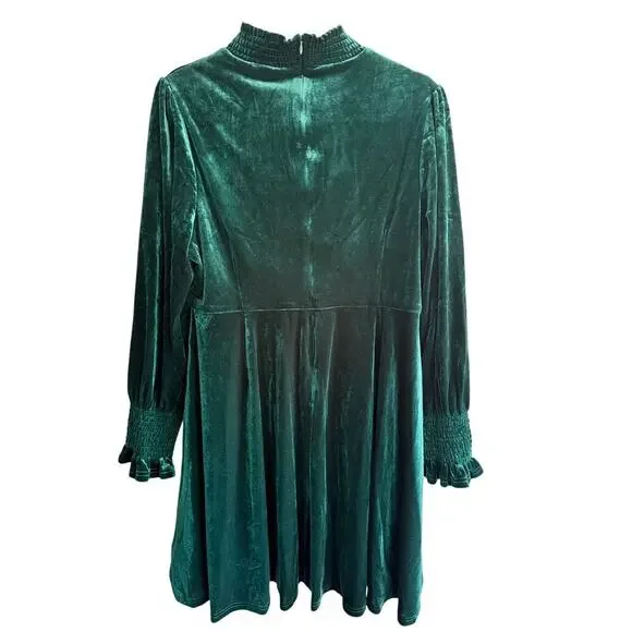 Baltic Born Tina Green Velvet Knee Length Long Sleeved Dress sz XL NWT - Picture 4 of 8
